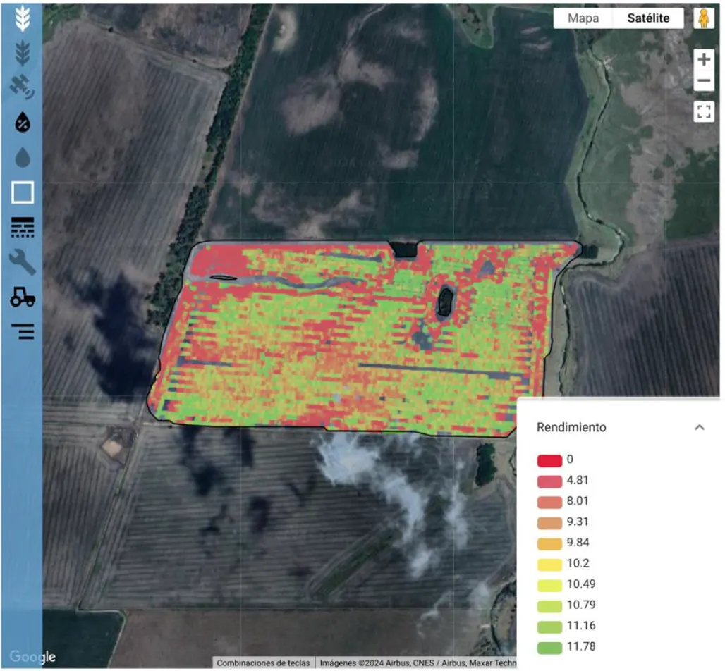 Mapa de rendimiento de un lote en SmartwAI