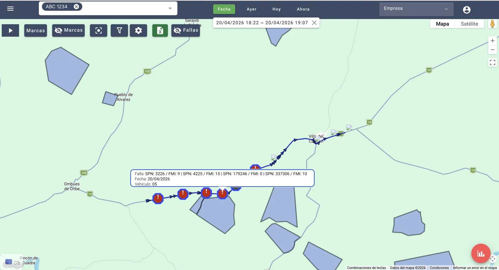 Recorrido de un camión en SmartLink